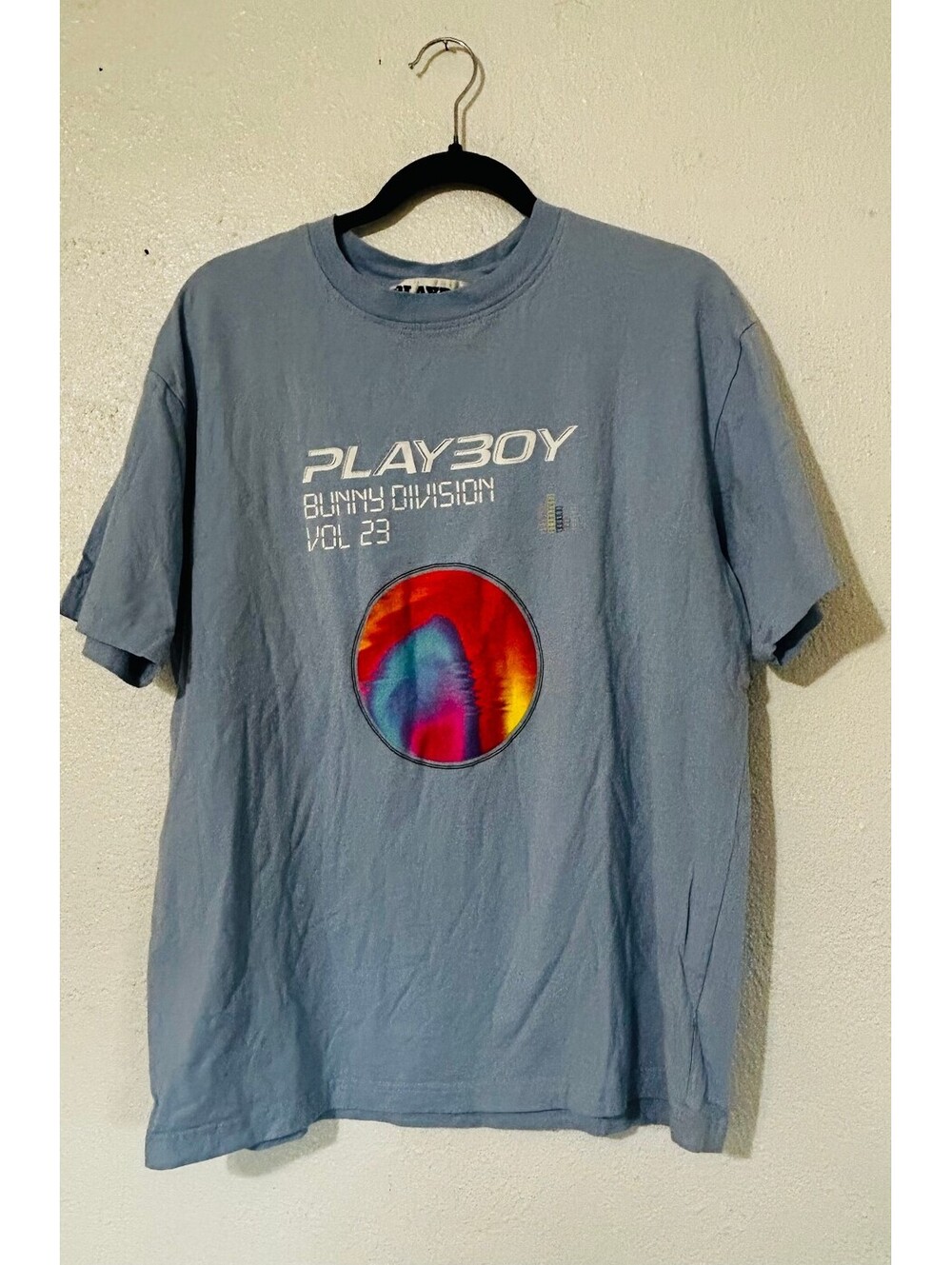 Playboy PacSun Bunny Division Shirt Thermal Heat Map Graphic Blue Men Medium M